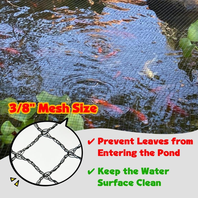 STSTECH Pond Netting Shield for Leaves,Protects Koi Fish from Birds Cats Predators,Durable Mesh Protective Cover for Pool Farm Orchard Veggie Garden (15.1x20ft) - Image 3